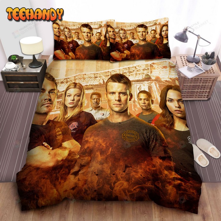 Chicago Fire Characters In Flame Digital Art Bedding Sets