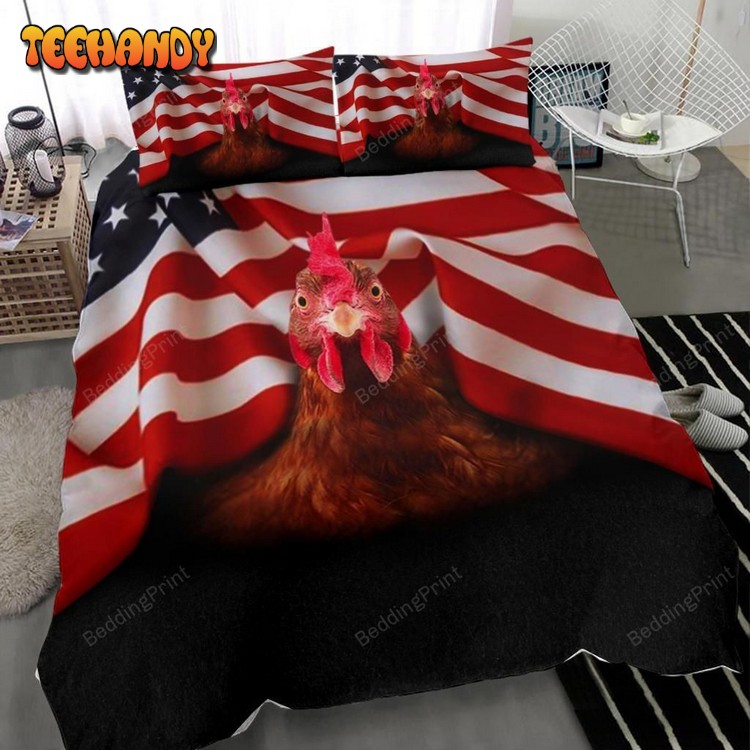 Chicken American Flag Chicken Under The Flag Bedding Sets