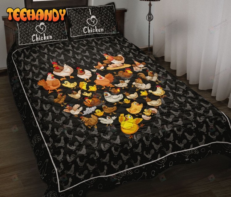 Chicken Heart Cartoon Style Quilt Bedding Set