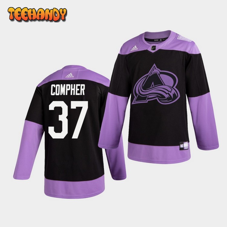 Colorado Avalanche J. T. Compher Hockey Fights Cancer Black Jersey