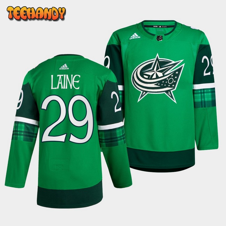 Columbus Blue Jackets Patrik Laine St. Patricks Day Green Jersey