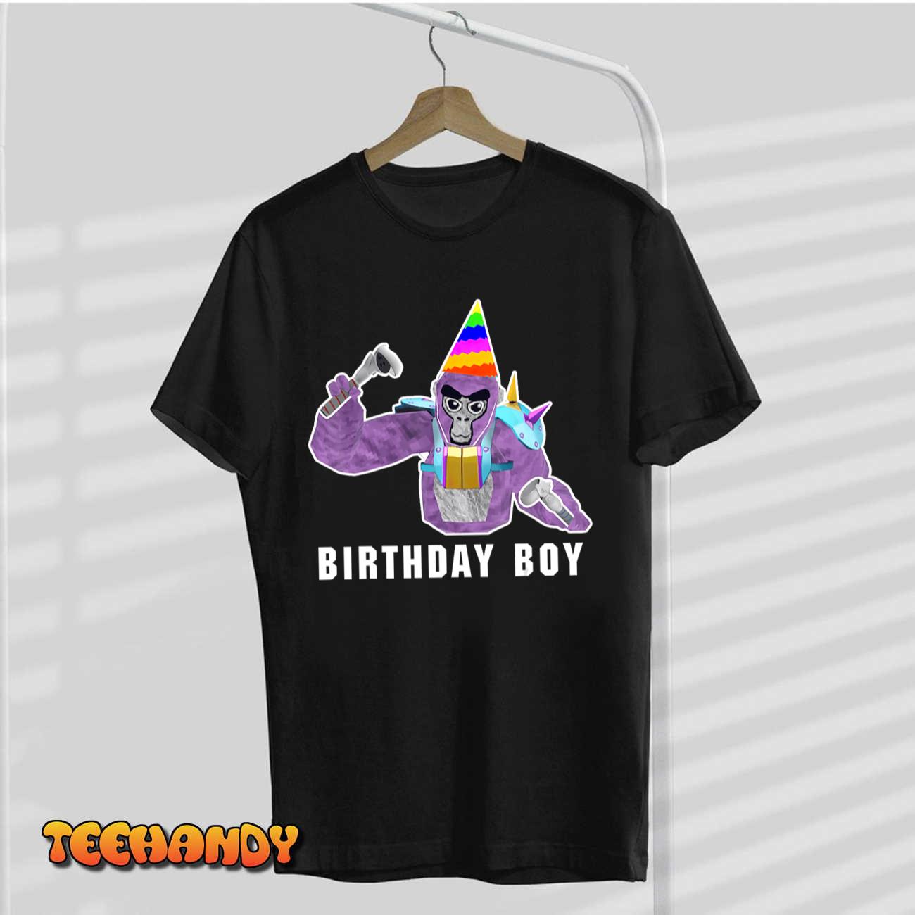 Cute Birthday boy Gorilla Monke Tag VR Game for Kids, Adults T-Shirt