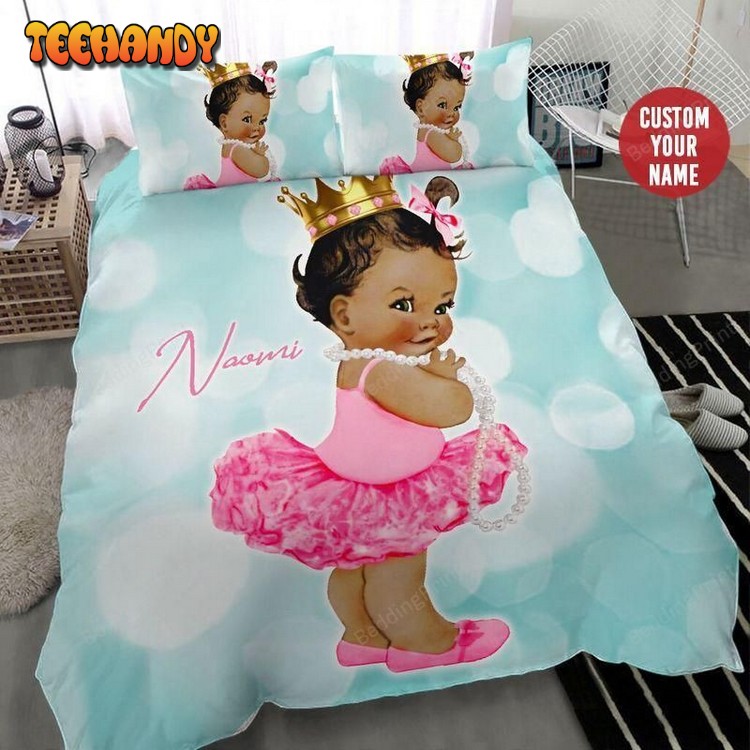 Cute Little Precious Black Baby Girl Custom Name Bedding Set