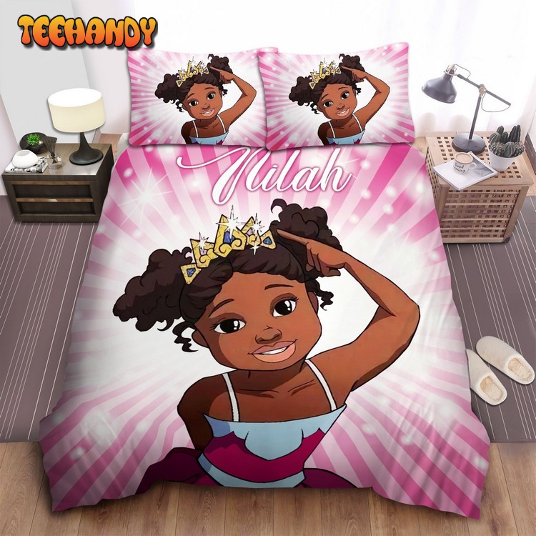 Cute Little Princess Black Girl African American Bedding Set