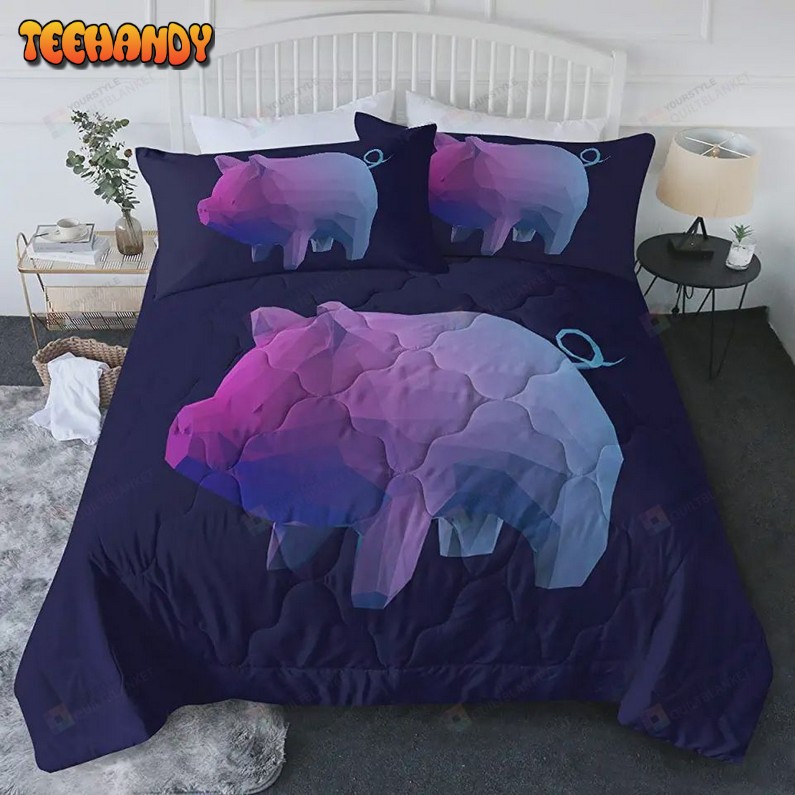 Cute Pig Bedding Set Cartoon Animals Colorful Piggy