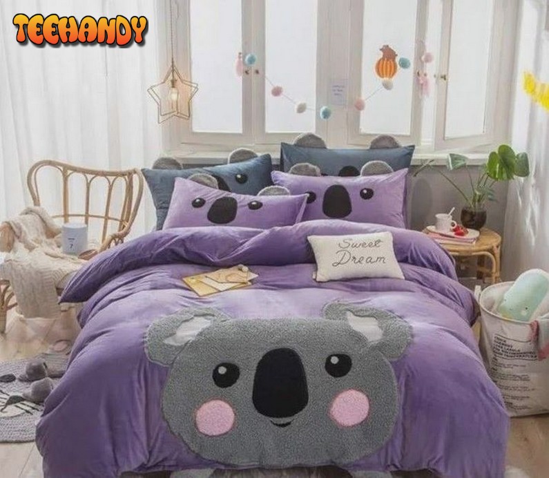 Cute Purple Koala Bed Sheets Duvet Cover Bedding Sets