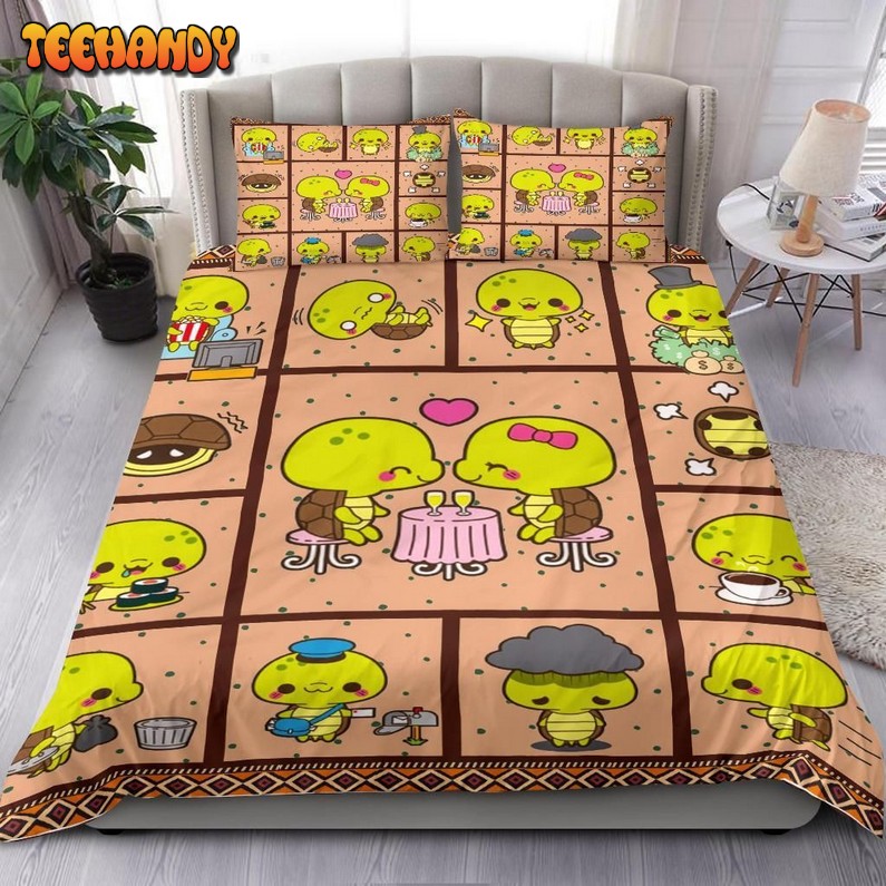 Cute Turtle Cartoon Bed Sheets Duvet Cover Bedding Sets