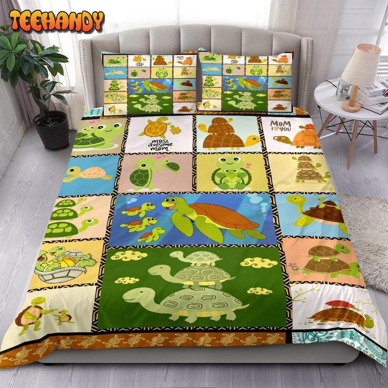 Cute Turtle Cartoon Pattern Bed Sheets Duvet Cover Bedding Sets