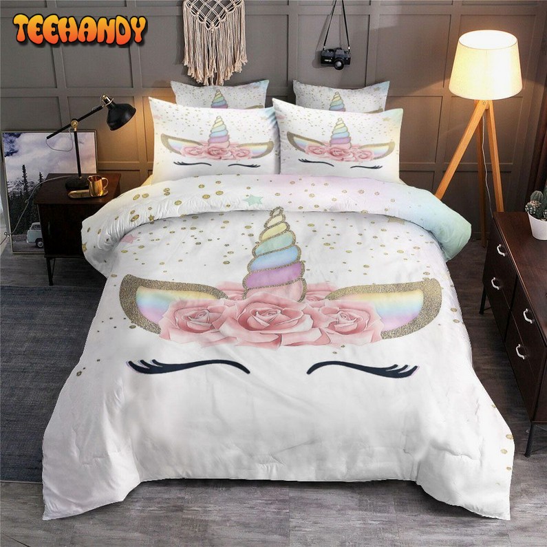 Cute Unicorn Bedding Set For Girls Duvet Cover  Pillow Cases