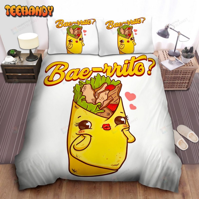 Cute Yellow Burrito Cartoon Bae-Rrito Spread Comforter Bedding Sets