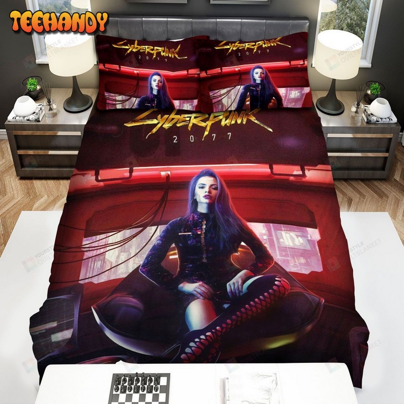 Cyberpunk 2077 Girl With The Tv Screens Comforter Bedding Sets