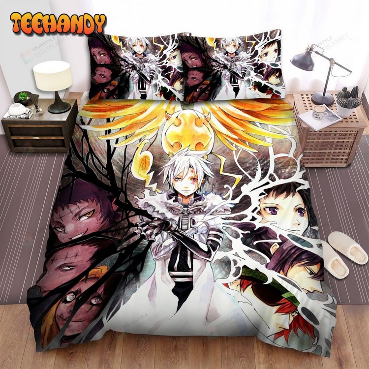 D Gray Man Characters With Black And White Branches Bedding Sets