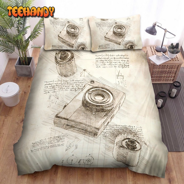 Da Vinci Inspired Sketches Photo Camera And Film Bedding Sets