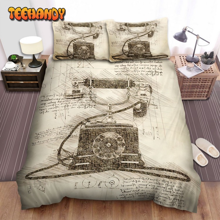 Da Vinci Inspired Sketches Telephone Duvet Cover Bedding Sets