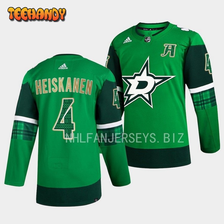 Dallas Stars Miro Heiskanen 2023 St. Patricks Day Green Jersey