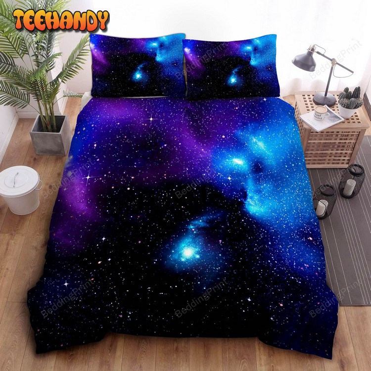 Dark Purple Blue Galaxy Space Spread Duvet Cover Bedding Sets