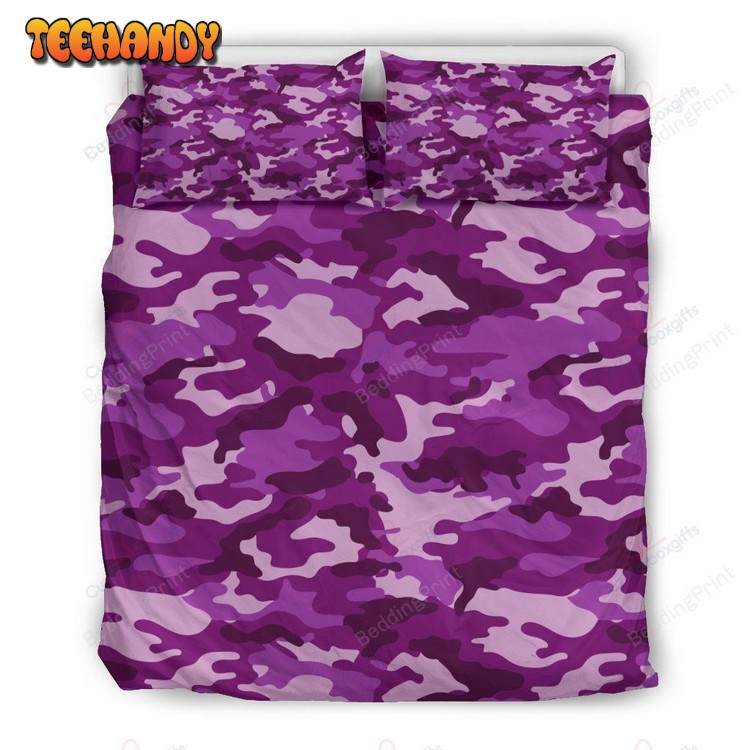 Dark Purple Camouflage Bedding Set Duvet Cover and Pillow Cases