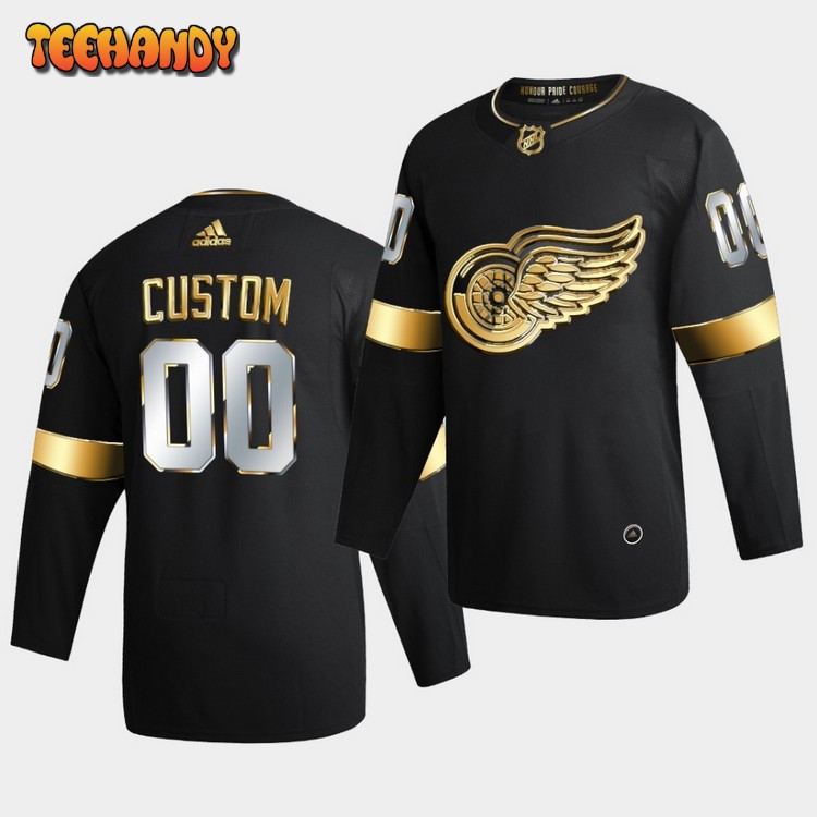 Detroit Red Wings Custom Golden Edition Limited Black Jersey