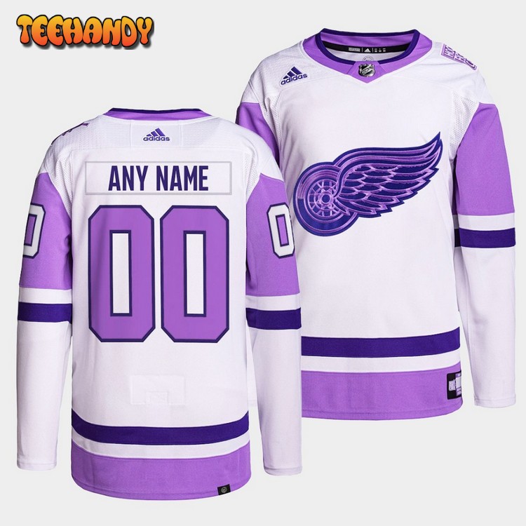 Detroit Red Wings Custom HockeyFightsCancer White Purple Jersey