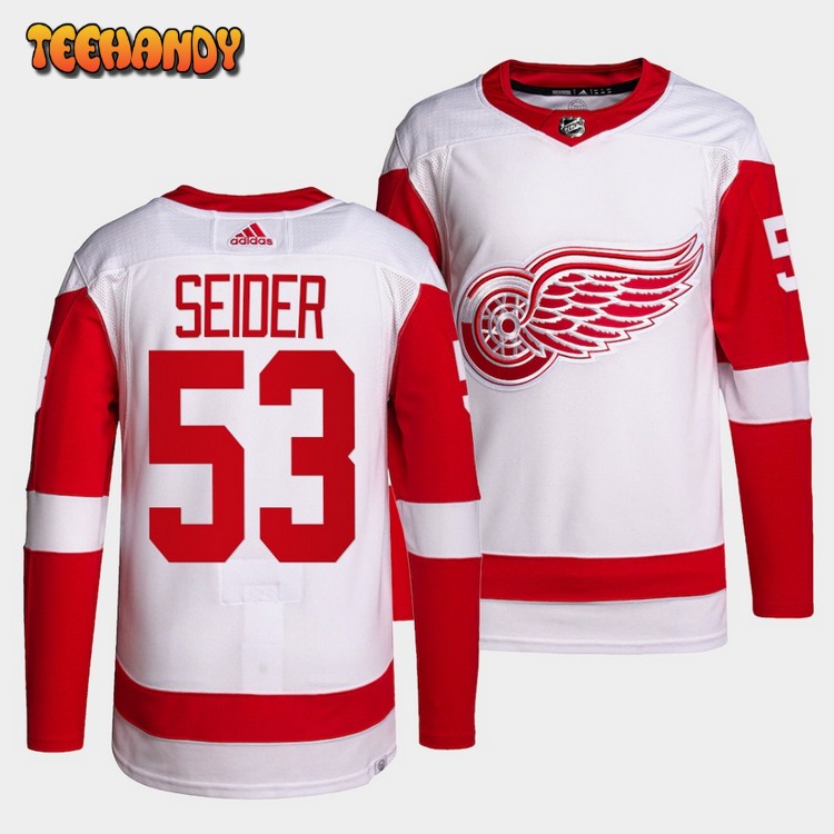 Detroit Red Wings Moritz Seider Away White Jersey