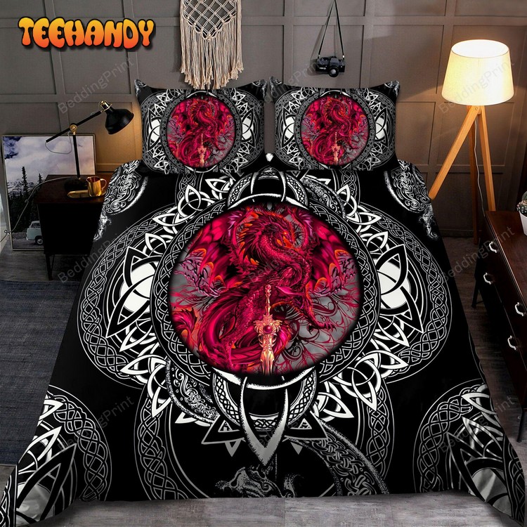 Dragon And Celtic Black Art 3d Bed Sheets Duvet Cover Bedding Sets