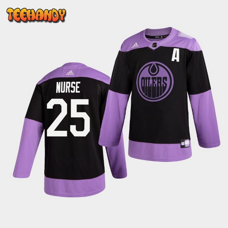 Edmonton Oilers Darnell Nurse Practice Hockey Fights Cancer Jersey