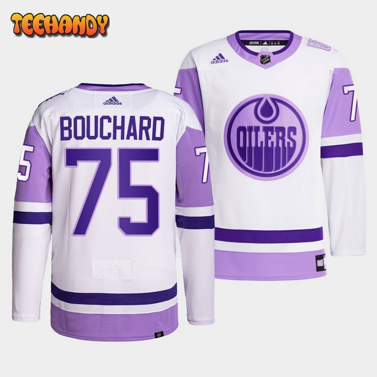 Edmonton Oilers Evan Bouchard HockeyFightsCancer White Jersey