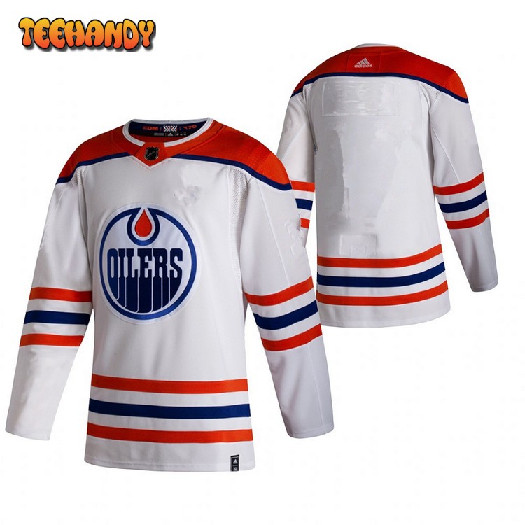 Edmonton Oilers Team 2021 Reverse Retro White Jersey