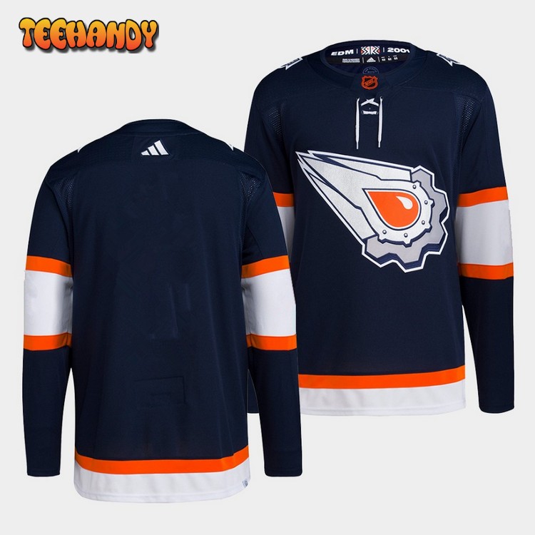 Edmonton Oilers Team 2022 Reverse Retro Navy Jersey