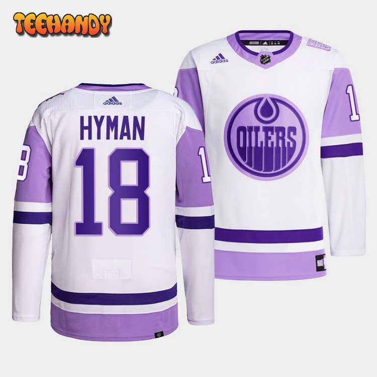 Edmonton Oilers Zach Hyman HockeyFightsCancer White Jersey