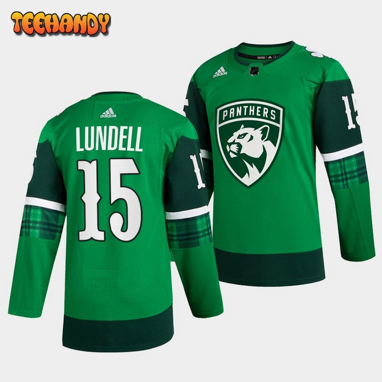 Florida Panthers Anton Lundell St. Patricks Day Green Jersey