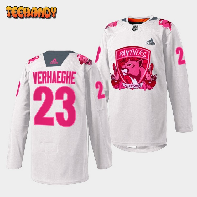 Florida Panthers Carter Verhaeghe 2022 Pink in the Rink White Jersey