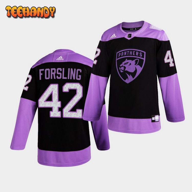 Florida Panthers Gustav Forsling Hockey Fights Cancer Purple Jersey