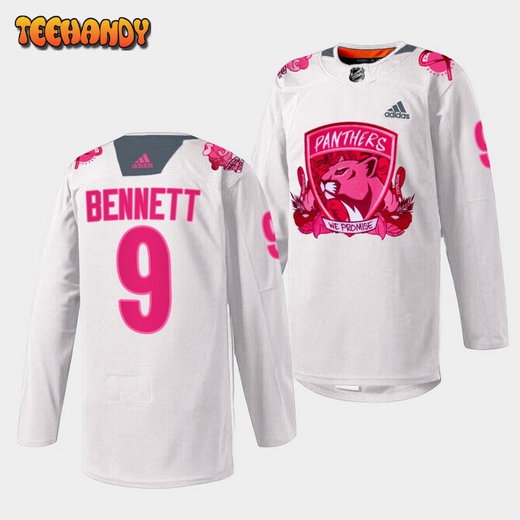 Florida Panthers Sam Bennett 2022 Pink in the Rink White Jersey