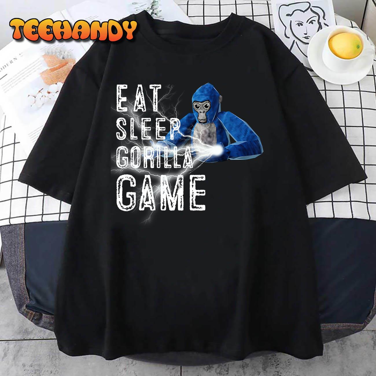 funny Eat sleep gorilla shirt, monke tag gorilla VR gamer T-Shirt