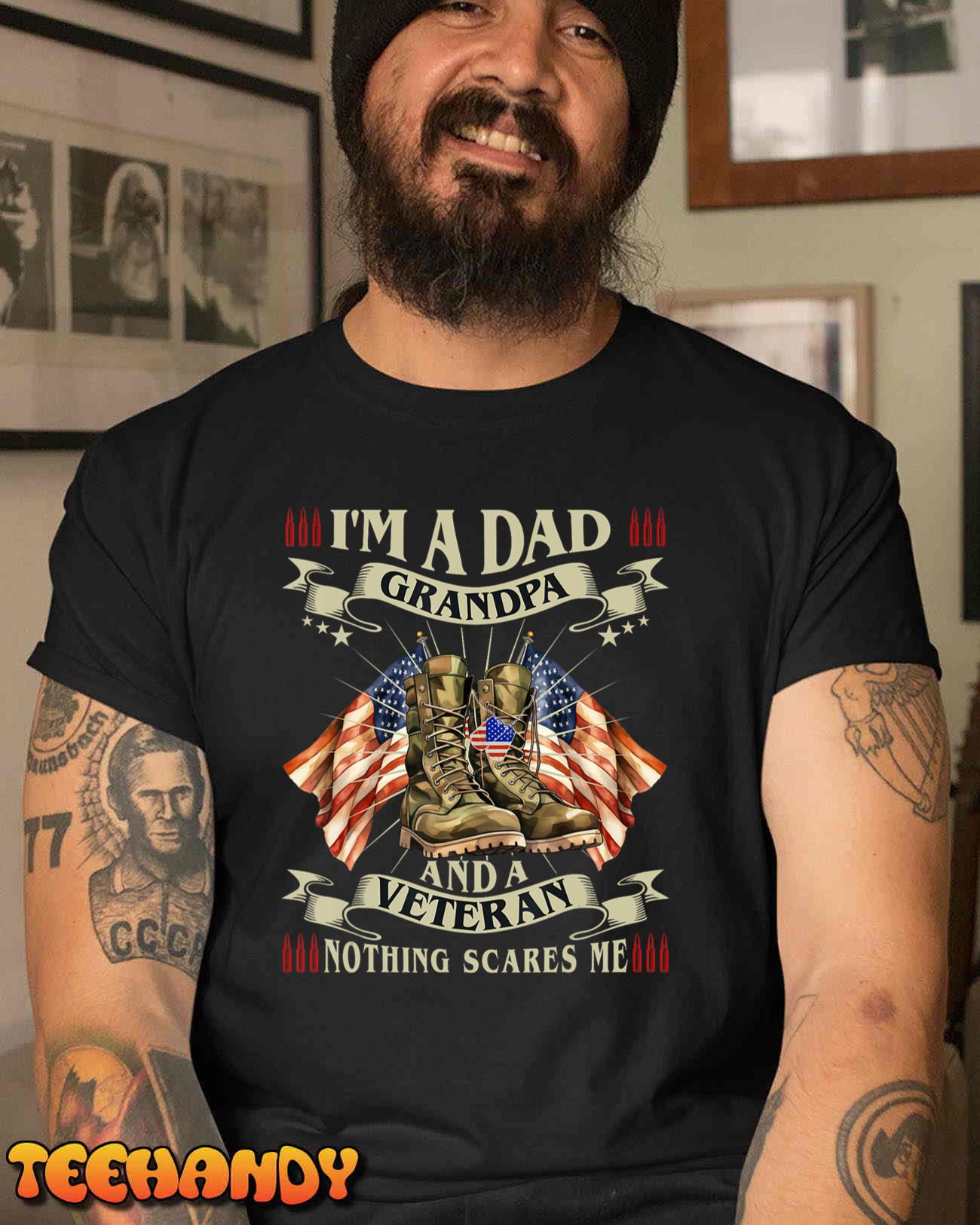 I’m A Dad Grandpa And Veteran Funny Retro Papa Grandpa Unisex T-Shirt