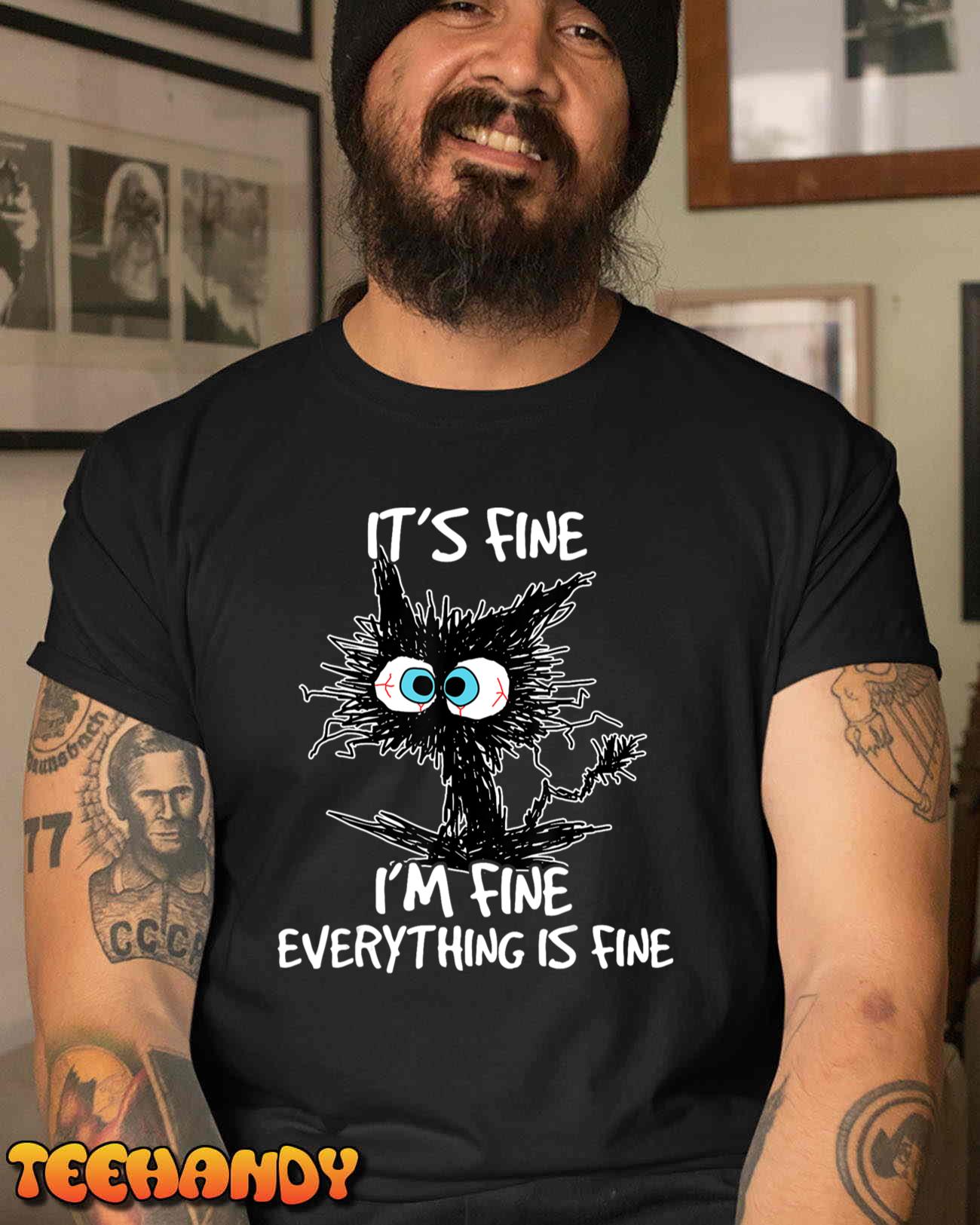 Its Fine Im Fine Everything Is Fine Funny Black Cat Women Unisex T-Shirt