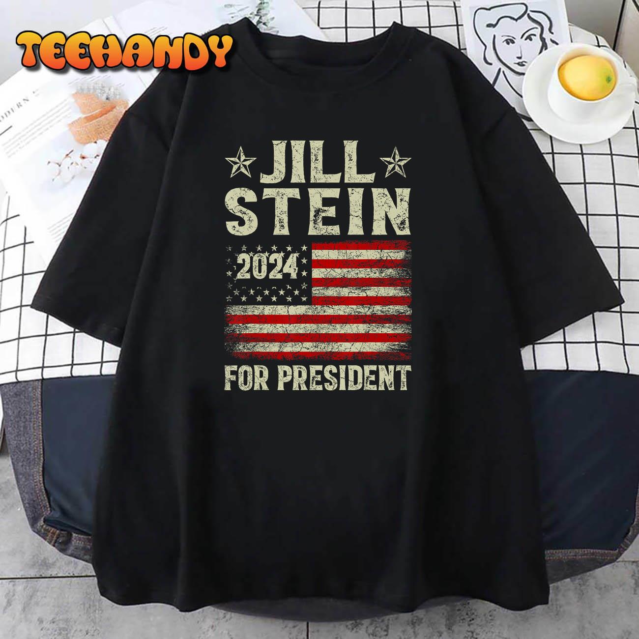 Jill Stein For President 2024 Green Party USA Flag Vintage T-Shirt