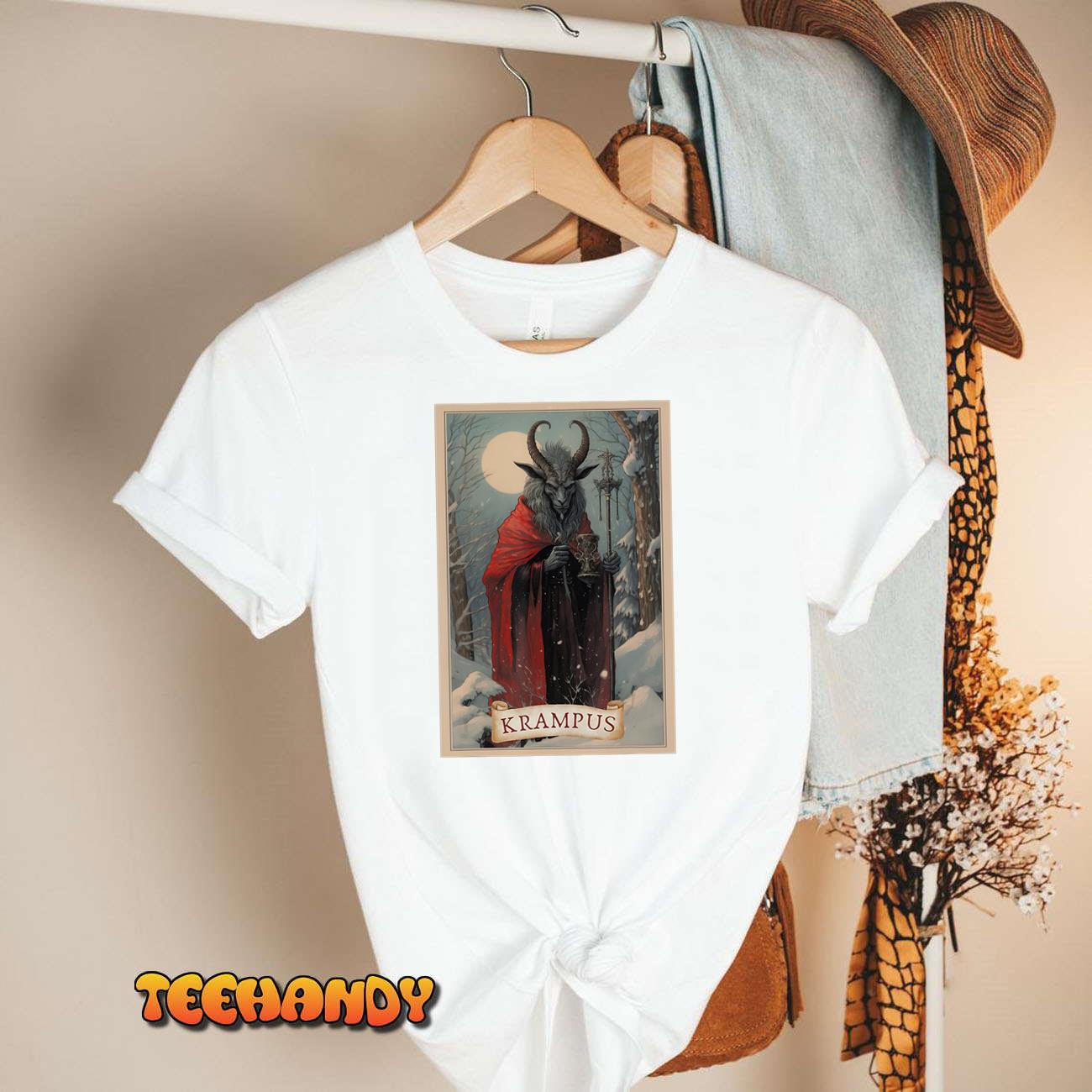 Krampus Tarot Card Design Xmas Hail Santa Christmas Clothing T-Shirt