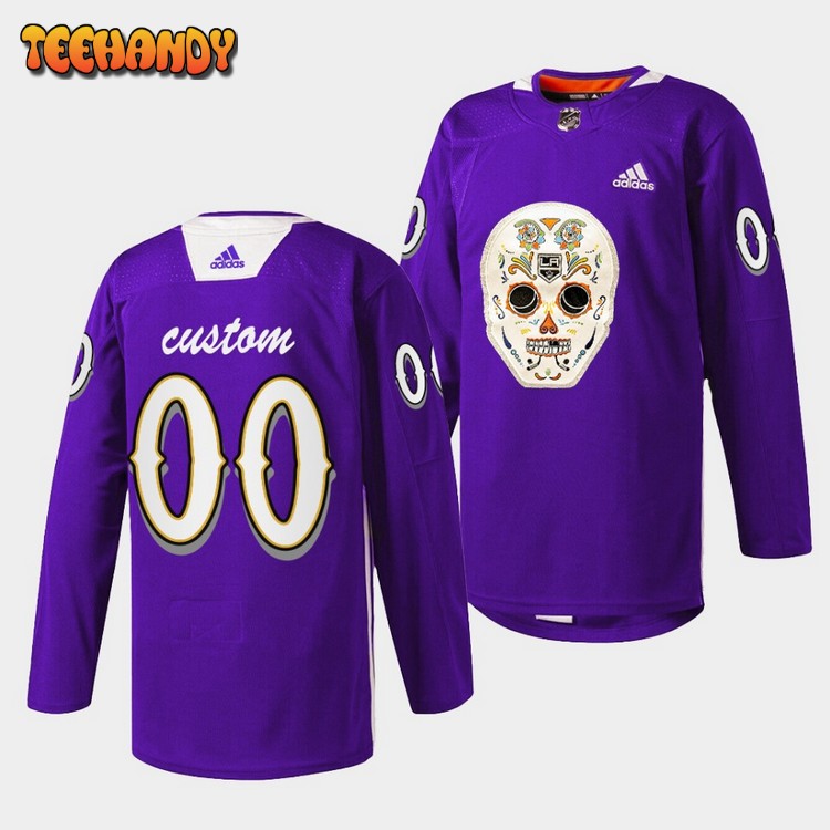 Los Angeles Kings Custom Dia De Los Metros Night Purple Sugar Skull Jersey