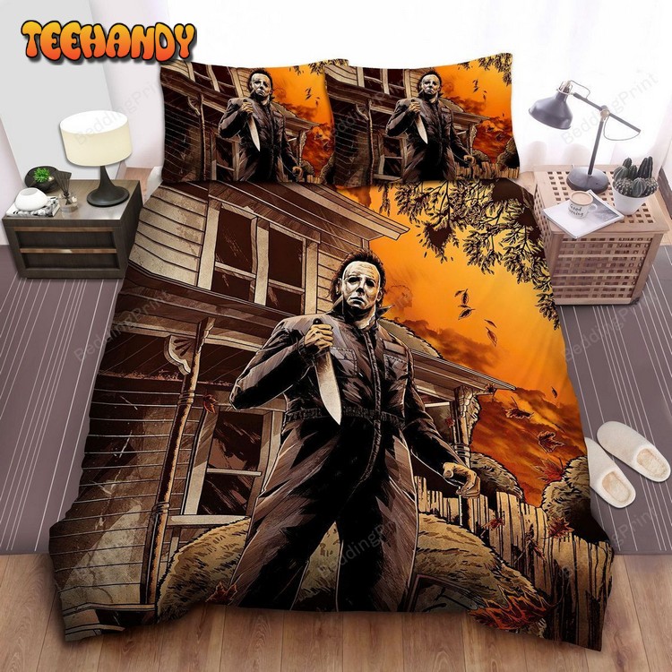 Michael Myers Outside The Deadly House In Comic Bedding Sets