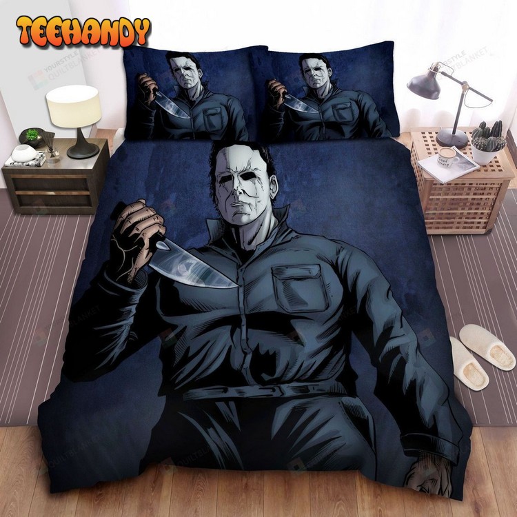 Michael Myers With Mirror Shine Knife In Comic Art Bedding Sets