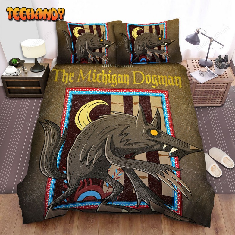 Michigan Dogman Cartoon Illustration Spread Bedding Sets