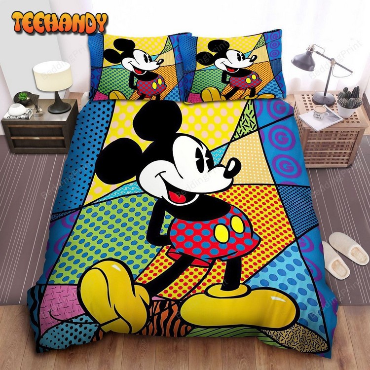 Mickey Mouse On Polka Dot Background Bedding Sets