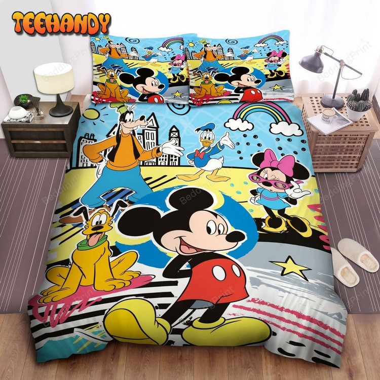 Mickey Mouse&amp Friends Standing On Animated City Bedding Sets