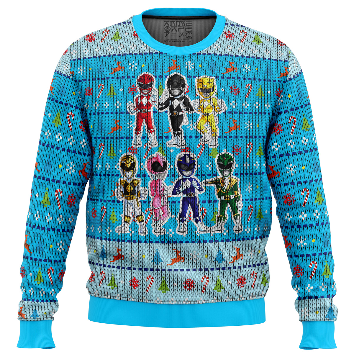 Mighty Morphin Chibis Power Rangers Ugly Christmas Sweater