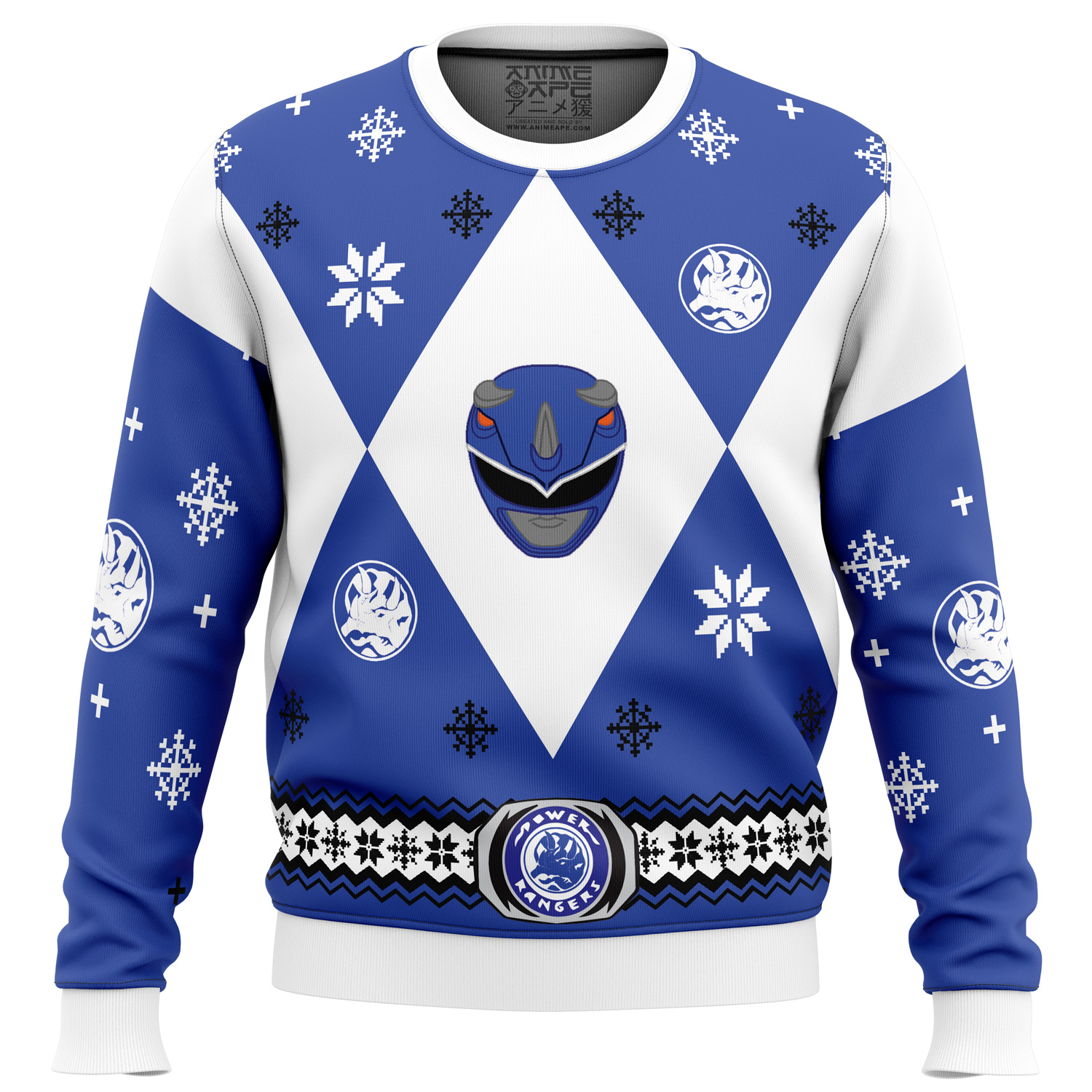 Mighty Morphin Power Rangers Blue Ugly Christmas Sweater