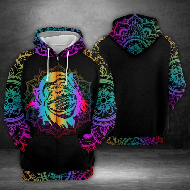 Monkey Smile 3D Printed Hoodie Zipper Hoodie