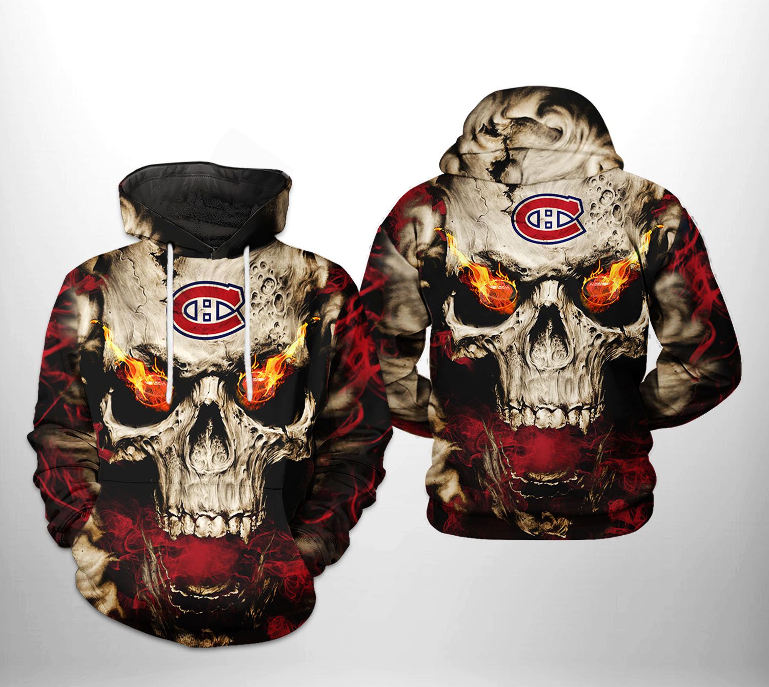 Montral Canadiens NHL Skull 3D Printed Hoodie Zipper Hoodie