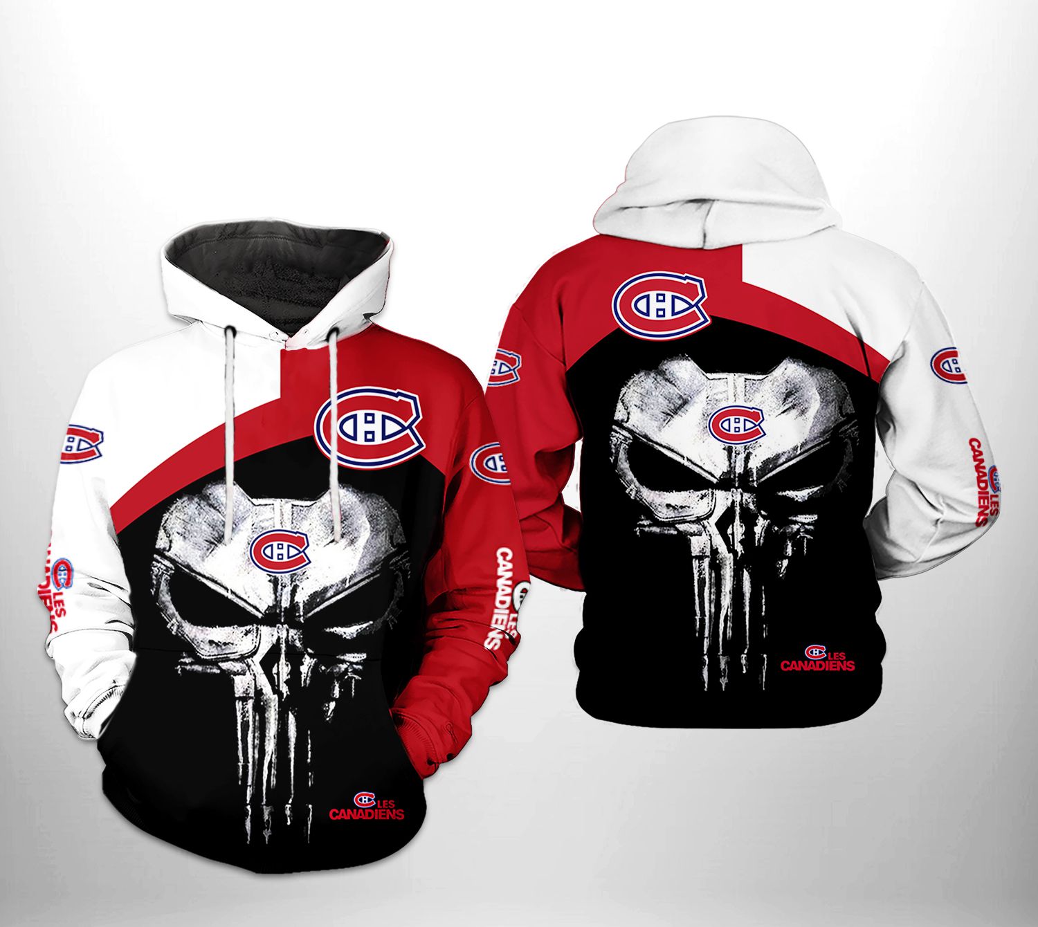 Montral Canadiens NHL Skull Punisher 3D Printed Hoodie